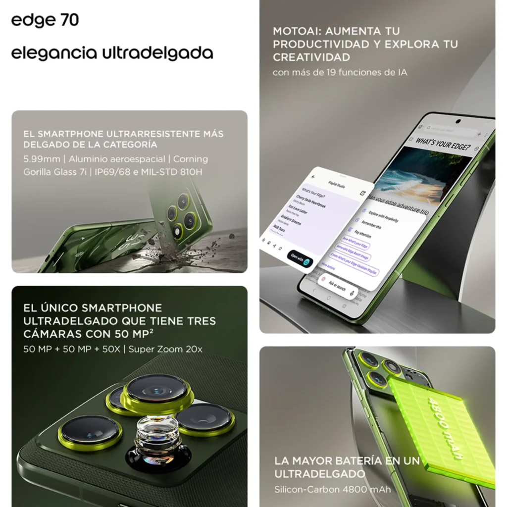 Motorola Edge 70 5G blanc PANTONE Cloud Dancer avec cristaux Swarovski, triple module photo pro, écran bord à bord perforé, 12 Go RAM 512 Go stockage - Ítem5