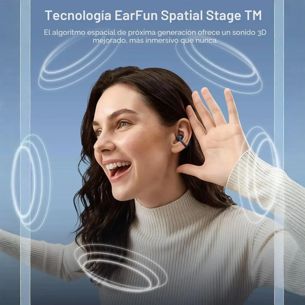 Auriculares EarFun Clip 2 Open-Ear blancos con diseño de gancho, cuerpo mate curvo, rejilla microperforada y detalles metálicos pulidos - Ítem2