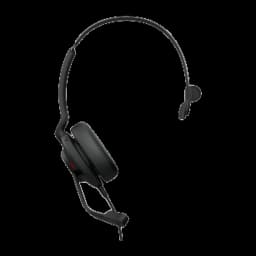 Jabra Evolve2 30 SE Mono noir, vue latérale: casque avec serre-tête ajustable et micro boom