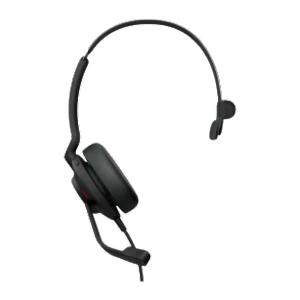 Jabra Evolve2 30 SE Mono negro, vista lateral: auricular con diadema ajustable y micrófono boom