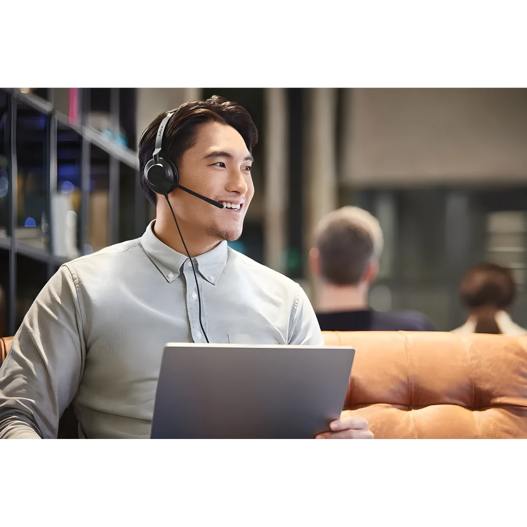 Jabra Evolve2 30 SE Mono negro, vista lateral: auricular con diadema ajustable y micrófono boom - Ítem3