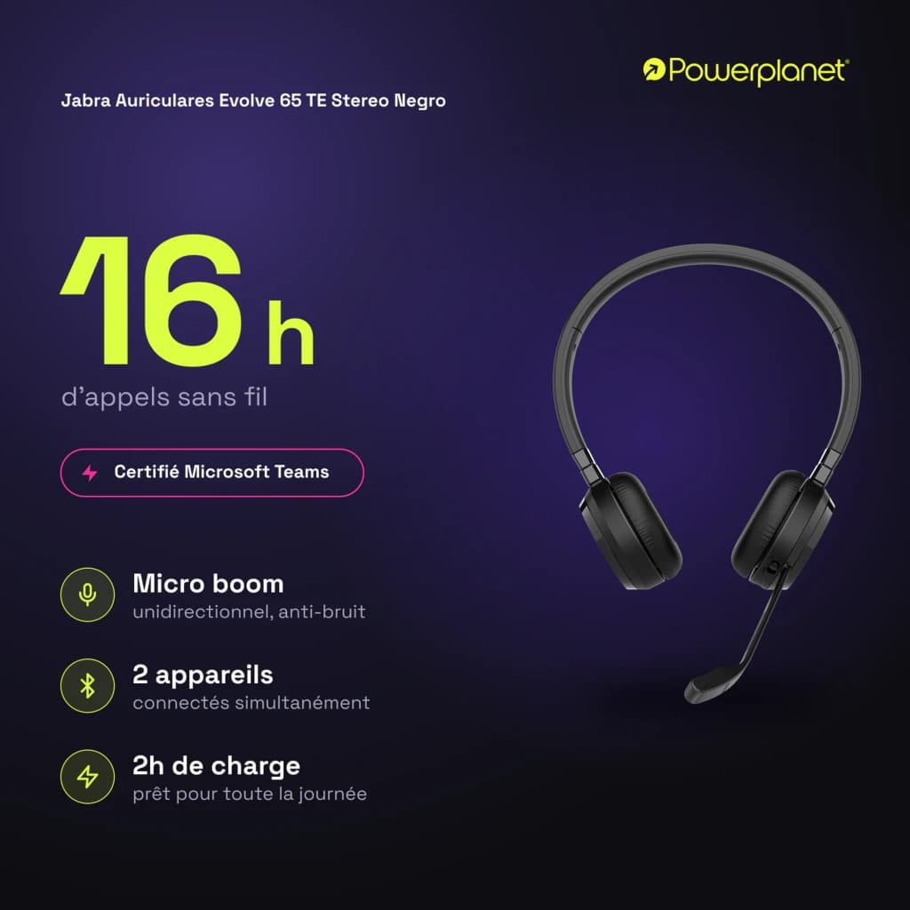 Jabra Auriculares Evolve 65 TE Stereo negro - características