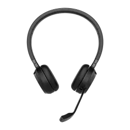 Jabra Evolve 65 TE Stereo negro, vista frontal: auriculares con diadema y micrófono boom