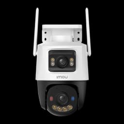 Imou Cruiser Dual 2 6MP 512GB Blanco, vista frontal: dos módulos de cámara centrados, LEDs y dos antenas simétricas