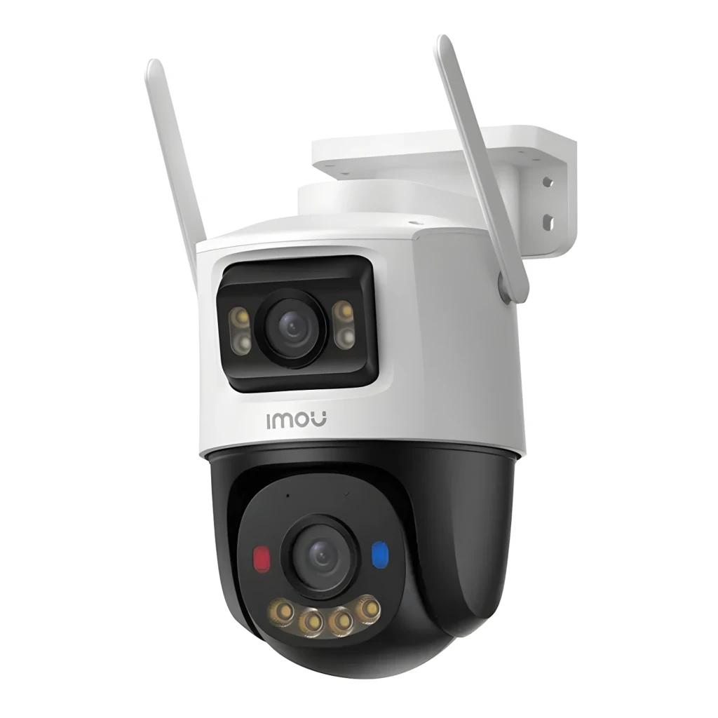 Imou Cruiser Dual 2 6MP 512GB Blanc, vue de face: deux modules caméra centrés, LEDs et deux antennes symétriques - Ítem1