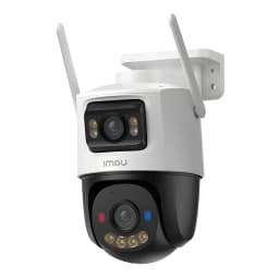 Imou Cruiser Dual 2 6MP 512GB Blanco, vista frontal angular: dos módulos de cámara, antenas WiFi y soporte de pared