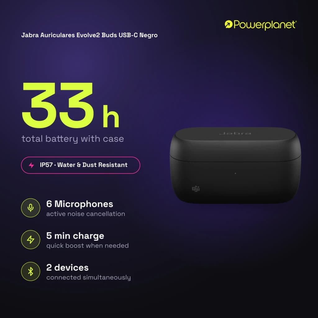 Jabra Auriculares Evolve2 Buds USB-C negro - características
