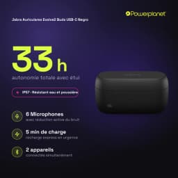 Jabra Auriculares Evolve2 Buds USB-C negro - características