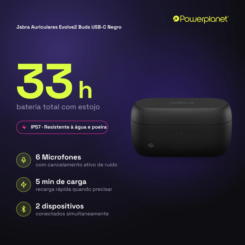 Jabra Auriculares Evolve2 Buds USB-C negro - características