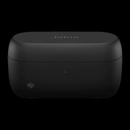 Jabra Evolve2 Buds USB-C negro, estuche cerrado: vista frontal con tapa redondeada