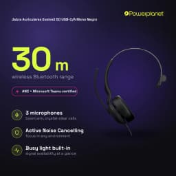 Jabra Auriculares Evolve2 50 USB-C/A Mono noir - caractéristiques