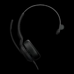 Jabra Evolve2 50 USB-C/A Mono noir, vue latérale: casque avec arceau courbe et microphone perche ajustable