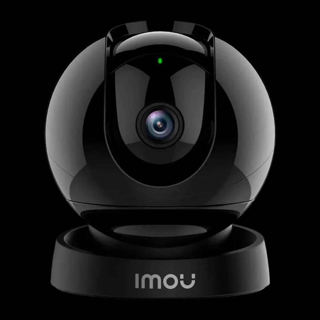 Imou Rex 3D 2K 256GB Negro, vista frontal: lente central, LED verde y base con logo Imou