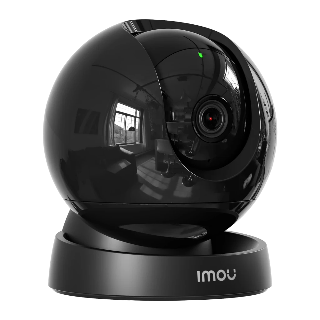 Imou Rex 3D 2K 256GB Noir, vue de face: objectif central, LED verte et base avec logo Imou - Ítem2