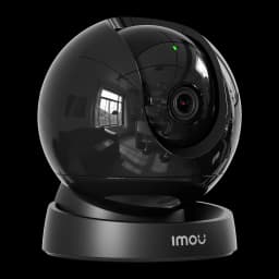 Imou Rex 3D 2K 256GB Negro, vista lateral: lente con IR rojo activo y reflejo de habitación en la esfera