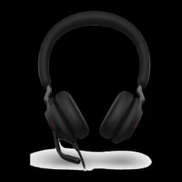 Jabra Evolve2 40 SE UC Stereo noir, vue de face: casque avec arceau et câble USB