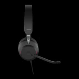 Jabra Evolve2 40 SE UC Stereo noir, vue de dessus: arceau avec logo et micro boom