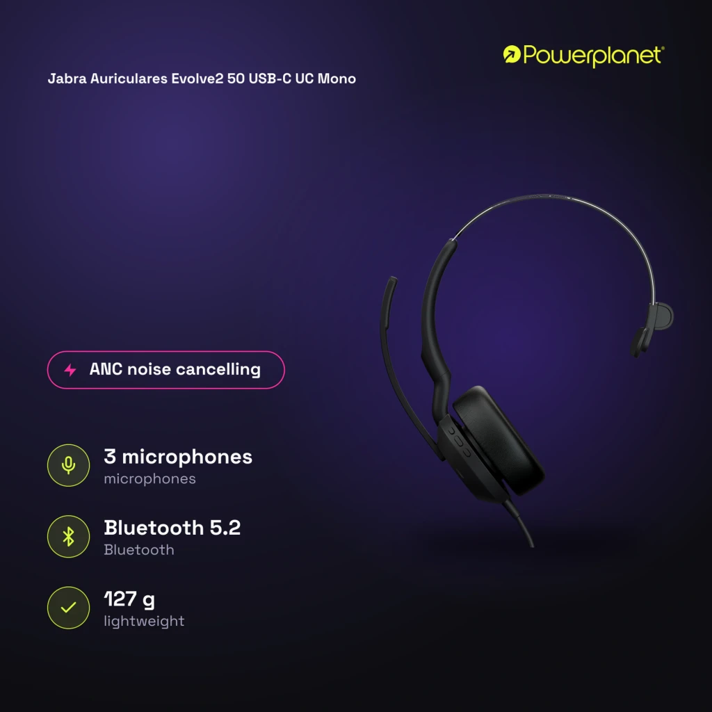 Jabra Auriculares Evolve2 50 USB-C UC Mono - vista - Ítem9