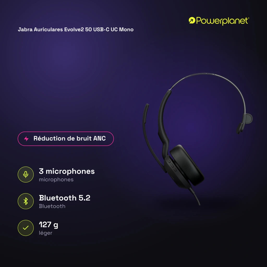 Jabra Auriculares Evolve2 50 USB-C UC Mono - vista - Ítem8