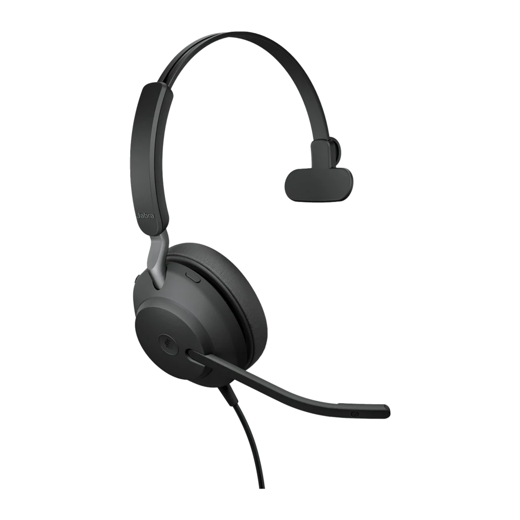 Jabra Evolve2 40 SE Mono negro, vista frontal: auricular con diadema, micrófono y cable USB-C/A - Ítem1