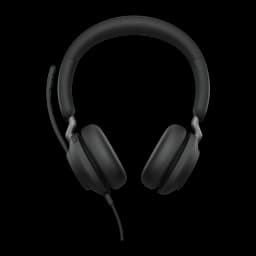 Jabra Evolve2 40 SE Stereo noir, vue de face: casque avec arceau et câble