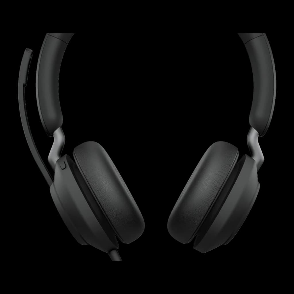 Jabra Evolve2 40 SE Stereo noir, vue latérale: casque avec coussinets visibles