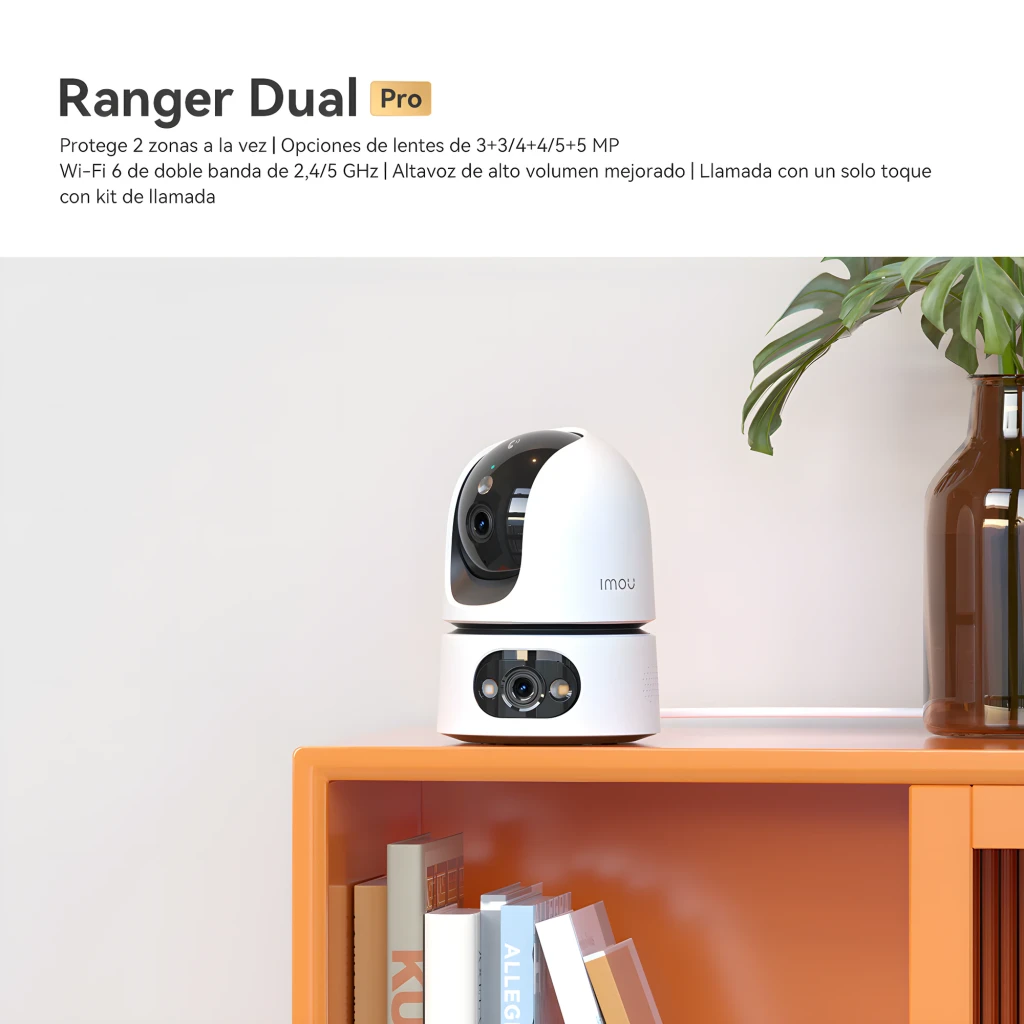 Imou Ranger Dual Pro 6MP 512GB Blanc, vue avant: deux modules caméra, corps PT blanc et noir, logo Imou - Ítem10
