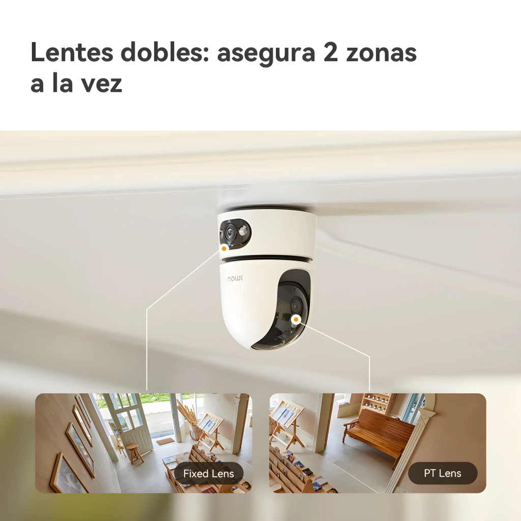 Imou Ranger Dual Pro 6MP 512GB Blanc, vue avant: deux modules caméra, corps PT blanc et noir, logo Imou - Ítem8