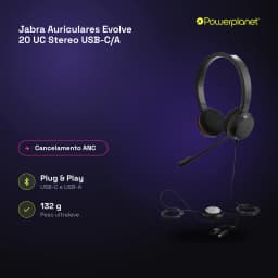 Jabra Auriculares Evolve 20 UC Stereo USB-C/A noir - caractéristiques