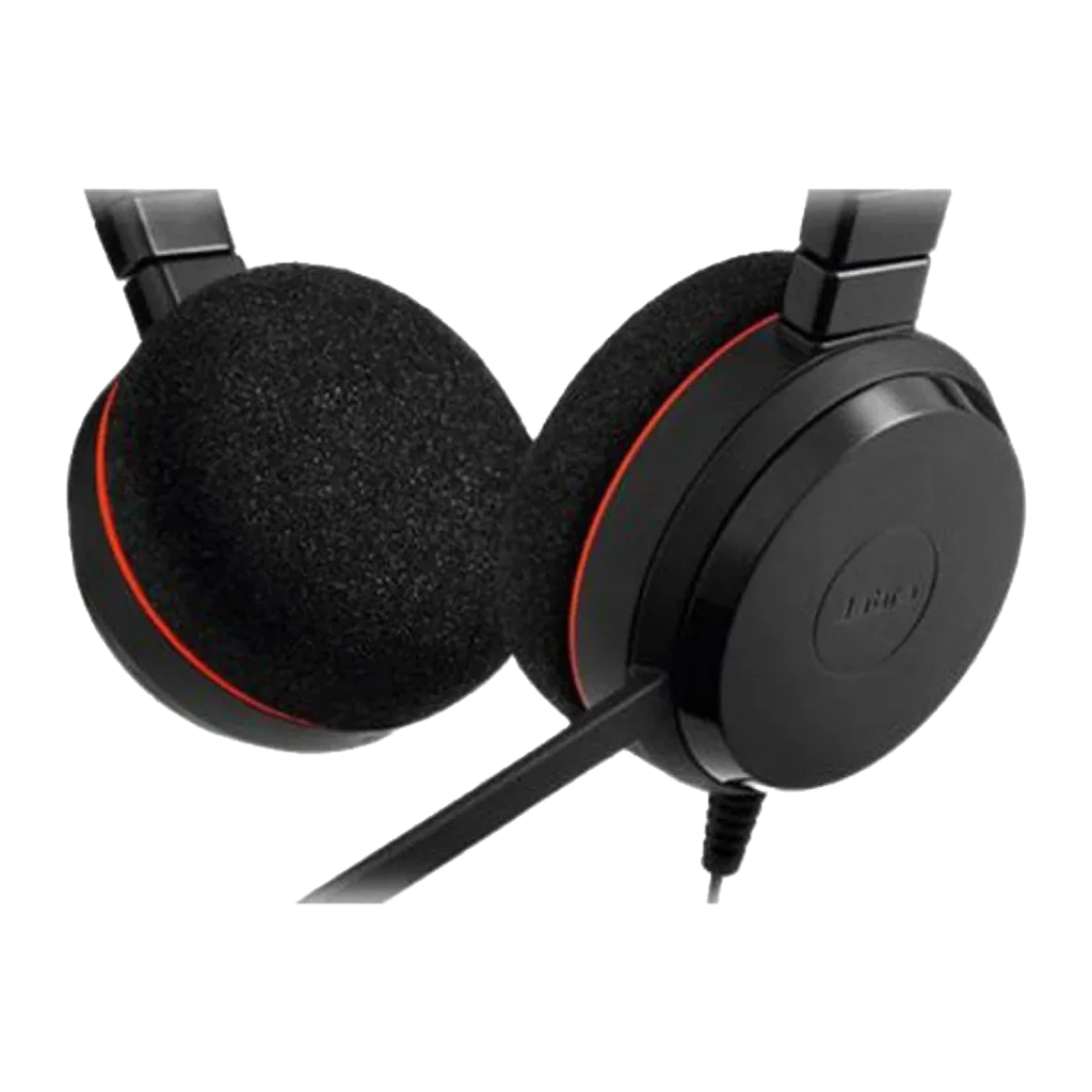 Jabra Evolve 20 UC Stereo negro, vista lateral con accesorios: auriculares y conectores USB - Ítem3