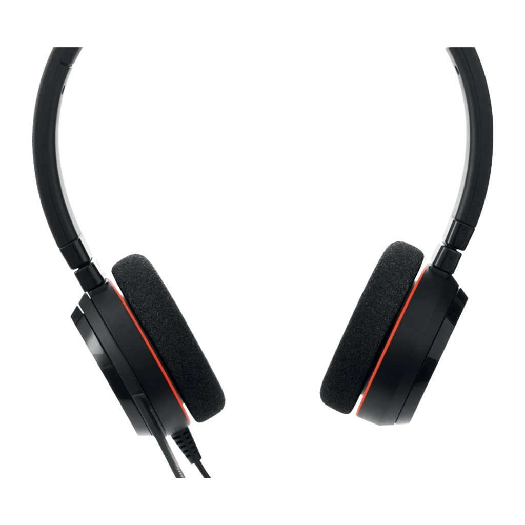 Jabra Evolve 20 UC Stereo negro, vista lateral con accesorios: auriculares y conectores USB - Ítem4