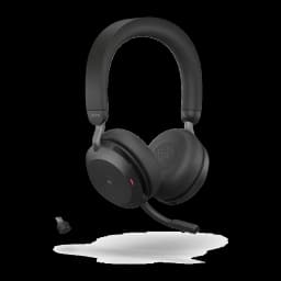 Jabra Evolve2 55 UC Stereo noir, vue inférieure: casque avec micro et commandes