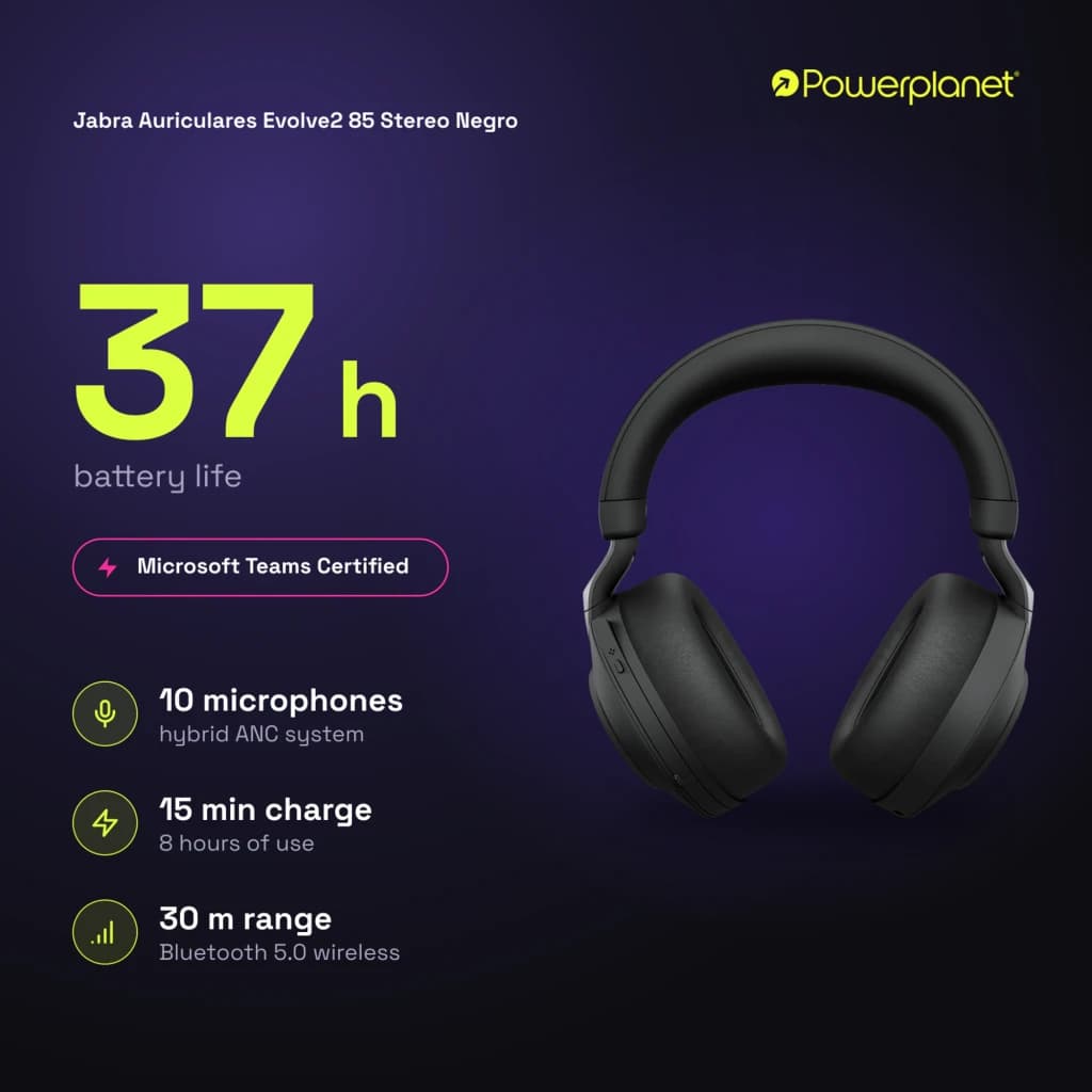 Jabra Auriculares Evolve2 85 Stereo Negro - características