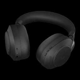 Jabra Evolve2 85 Stereo preto, vista lateral: controles táteis e microfone boom visível