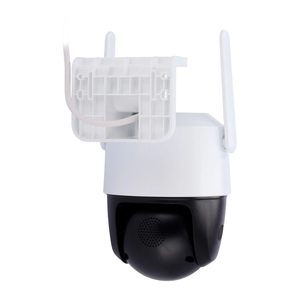 Imou Cruiser SC 4G 3MP 512GB Blanc, vue latérale en angle: LEDs blancs allumés et voyants rouge et bleu actifs - Ítem2