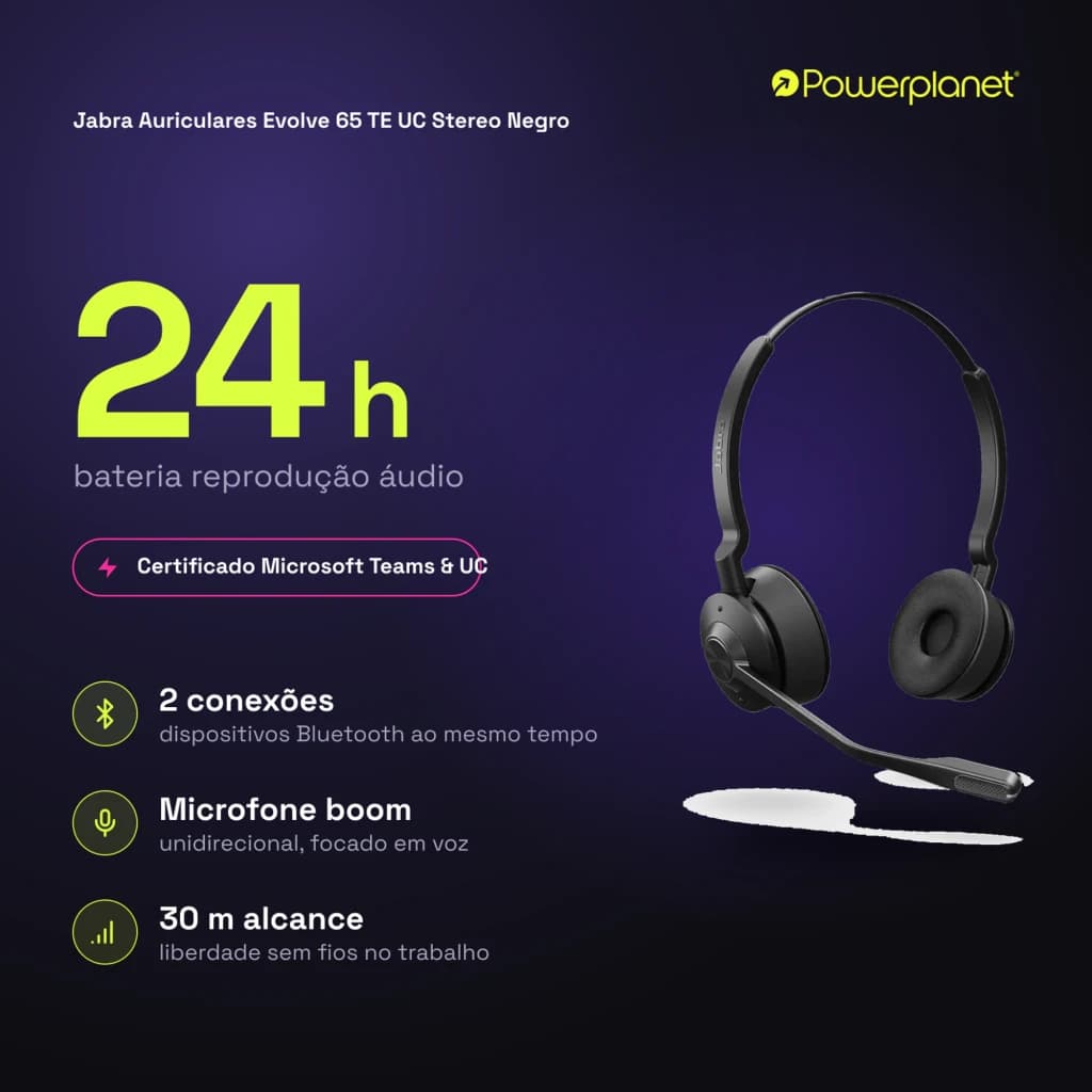 Jabra Auriculares Evolve 65 TE UC Stereo Negro - características