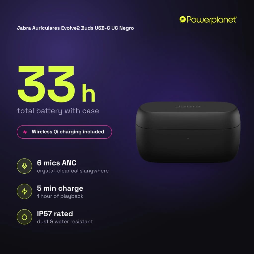 Jabra Auriculares Evolve2 Buds USB-C UC negro - características
