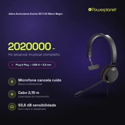 Jabra Auriculares Evolve 30 II UC Mono Negro - caractéristiques