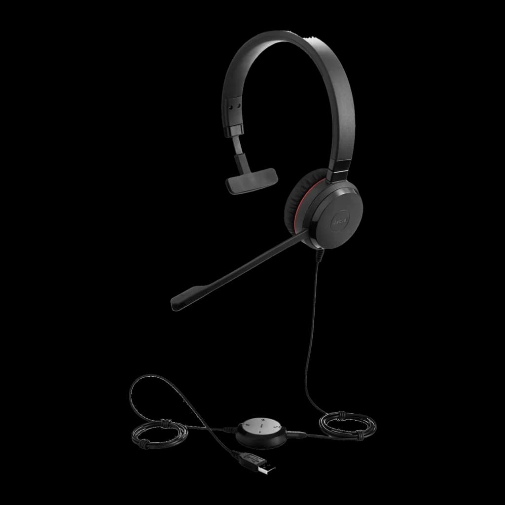 Jabra Evolve 30 II UC Mono noir, contenu du kit: casque, câbles de connexion et unité de contrôle