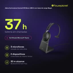 Jabra Auriculares Evolve2 65 Mono USB-A con base de carga noir - caractéristiques