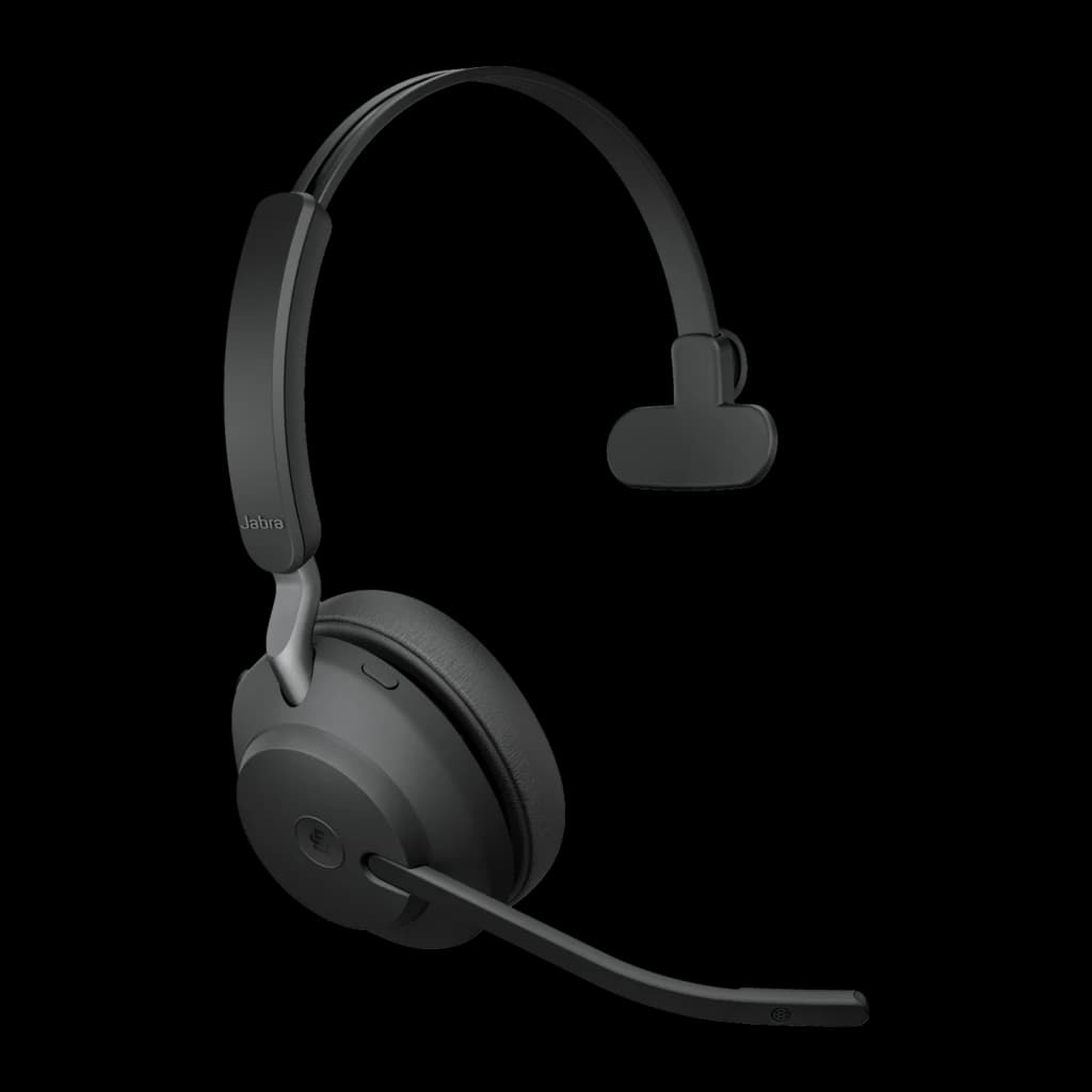 Jabra Evolve2 65 Mono USB-A noir, vue latérale: casque mono avec microphone flexible