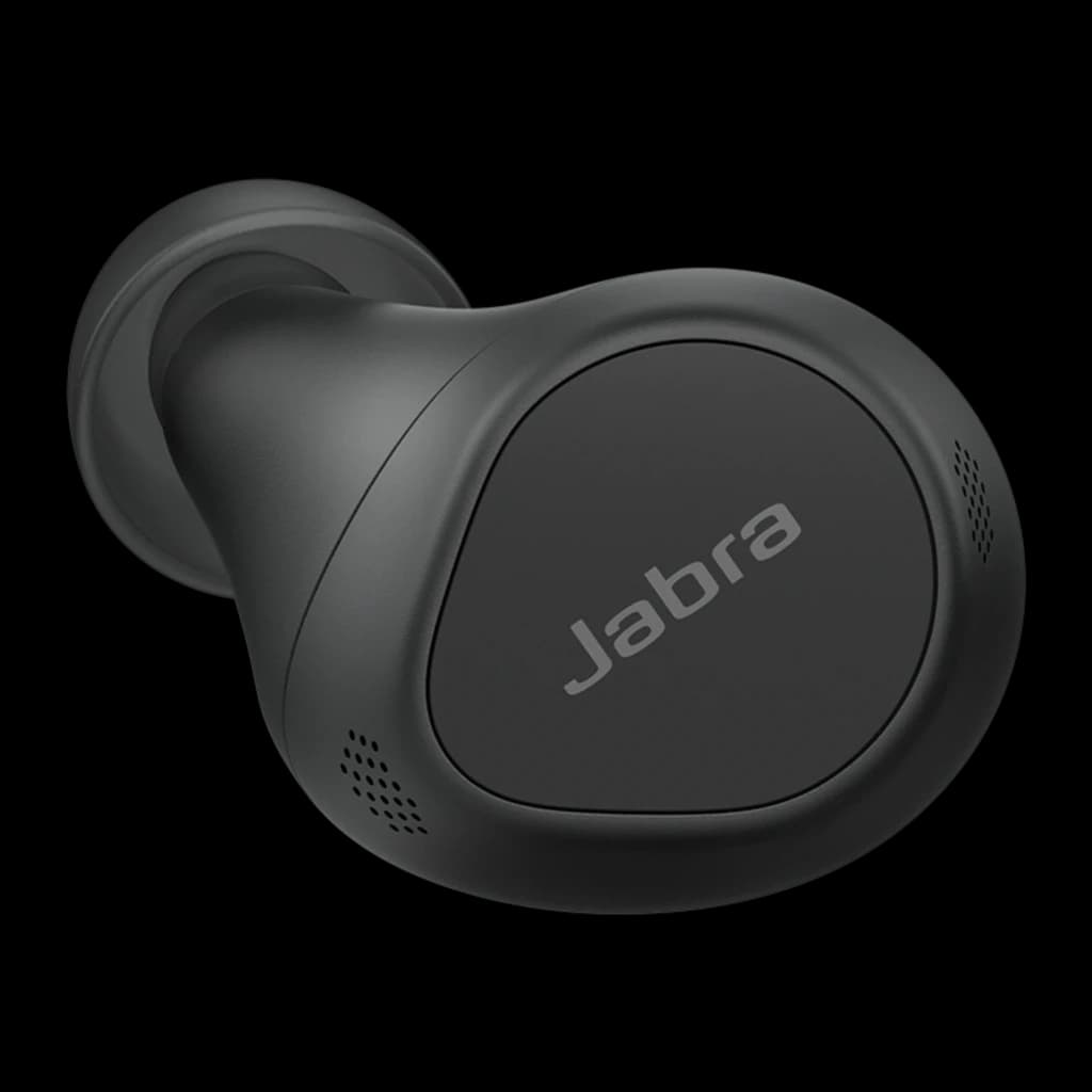 Jabra Evolve2 Buds USB-A negro, detalle: auricular individual con micrófono y rejilla de audio