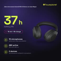 Jabra Auriculares Evolve2 85 UC Stereo con base negro - características