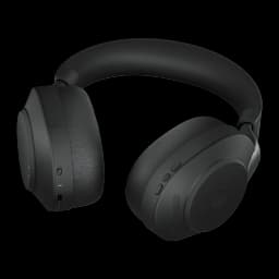 Jabra Evolve2 85 UC Stereo negro, vista frontal: auriculares con diadema y almohadillas