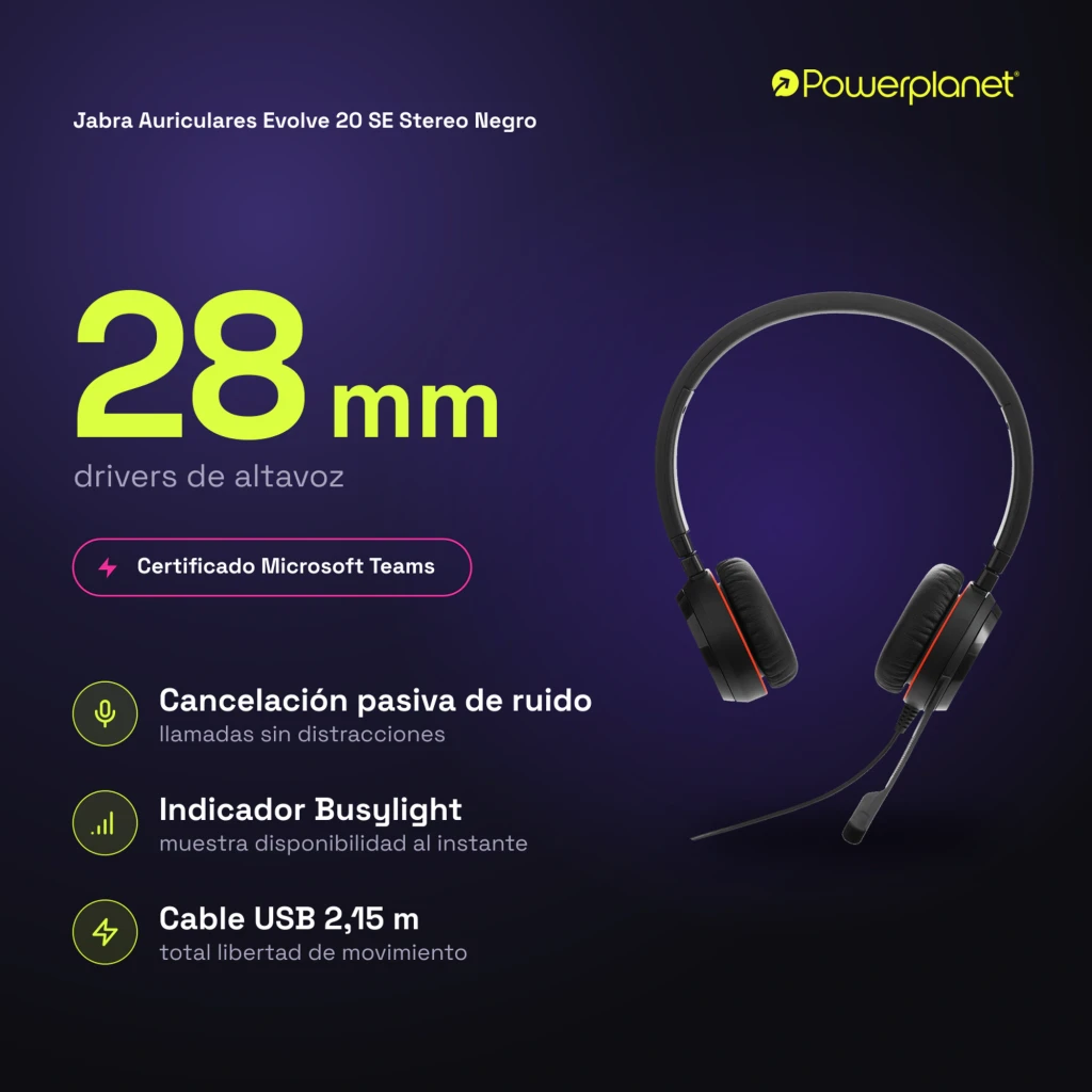 Jabra Evolve 20 SE Stereo noir, kit complet: casque avec câbles et adaptateurs - Ítem5