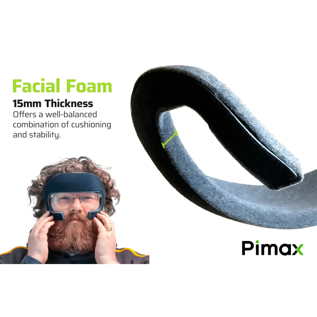 Pimax Facial Foam Comfort Kit 15mm Espuma Facial: almofada preta em espuma grossa, formato em U, recorte para nariz e bochechas, bordas suaves para VR - Item3