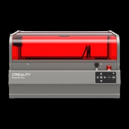Graveur Laser Creality Falcon 2 Pro 60W 400x415mm, vue de face: boîtier gris avec couvercle rouge translucide et panneau