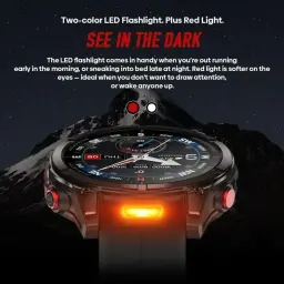 Zeblaze Stratos 4 Pro Preto com mostrador esportivo, mapas offline, orientação passo a passo e lanterna LED bicolor com luz vermelha discreta