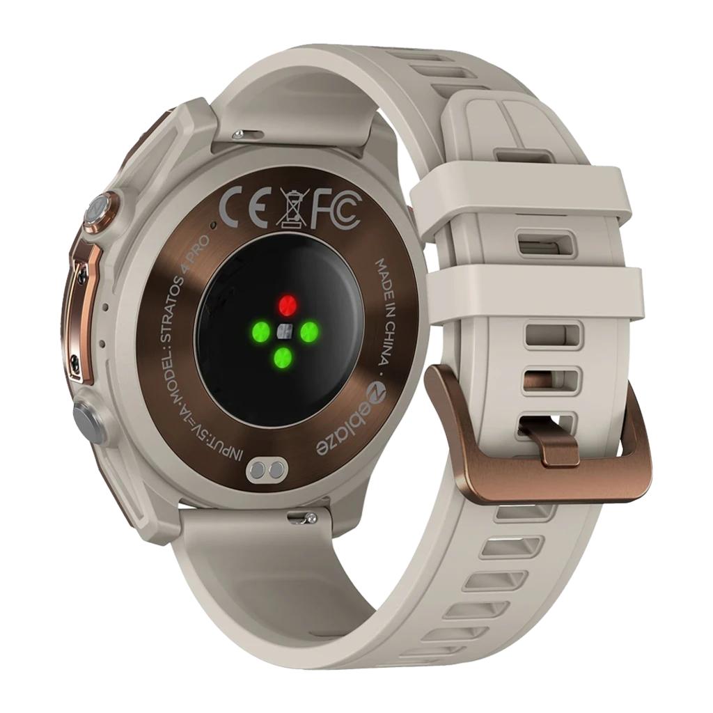 Zeblaze Stratos 4 Pro Bronze com caixa robusta, botões vermelhos, pulseira de silicone, tela redonda multifunção, mapas offline e lanterna LED bicolor - Item11