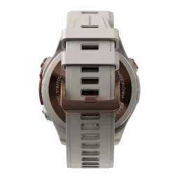Zeblaze Stratos 4 Pro Bronze com pulseira silicone bege, fivela metálica bronze, traseira marrom, ventilação e fecho seguro; suporte a mapas offline e
